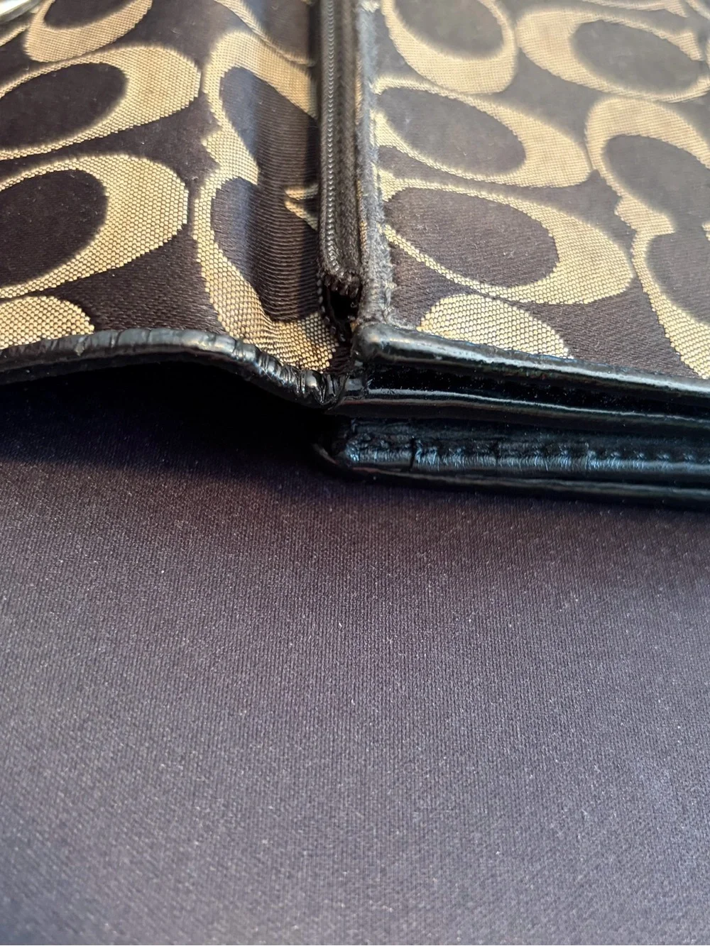 Coach Brown and Black Signature Canvas Wallet
